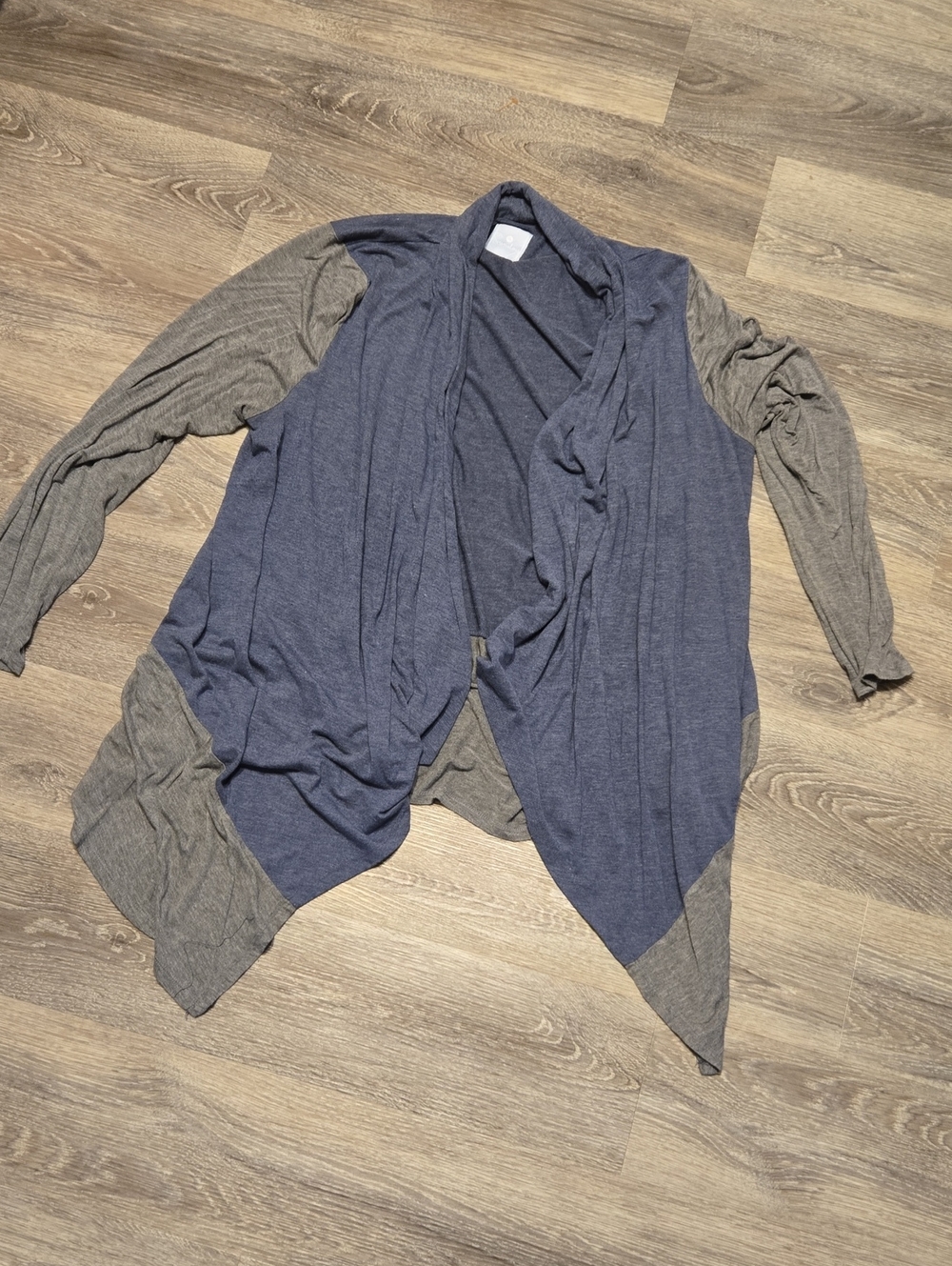 Sunday Blue And Gray Soft Knit Waterfall Cardigan Size 1X